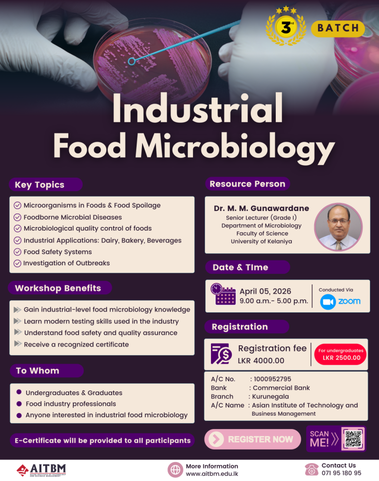 🔬 Industrial Food Microbiology – Workshop (3rd Batch) 🔬